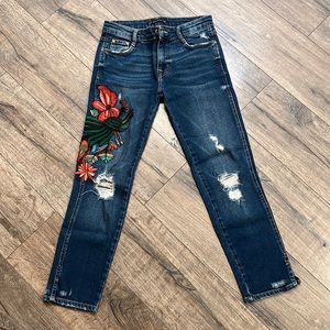 Zara Blue Jeans with Floral Embroidery